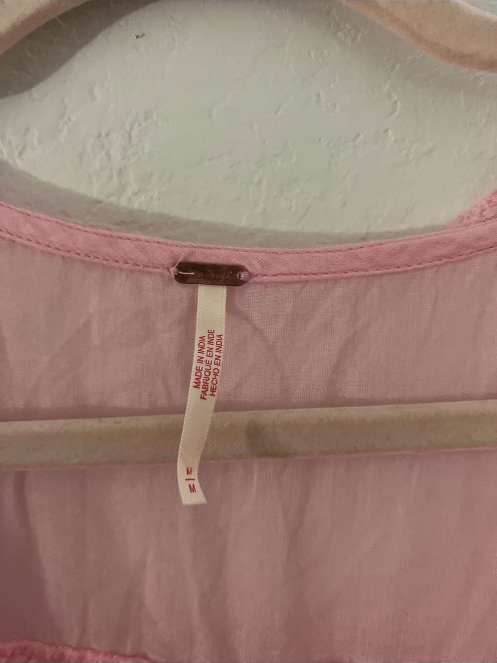 Free People Pink Ruffled Button-Front Crop Blouse - Picture 4 of 5